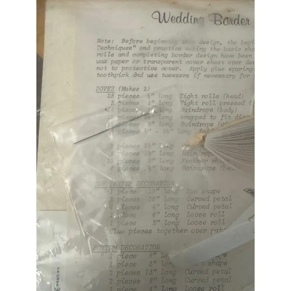 Vintage 1979 Quill Art Quilling Kit White Wedding Borders
